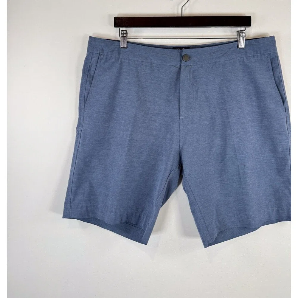 Faherty Allday Mens Shorts Blue Chino Flat Front Performance Stretch Size 38